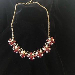 Banana Republic Flower Statement Necklace Red Pink